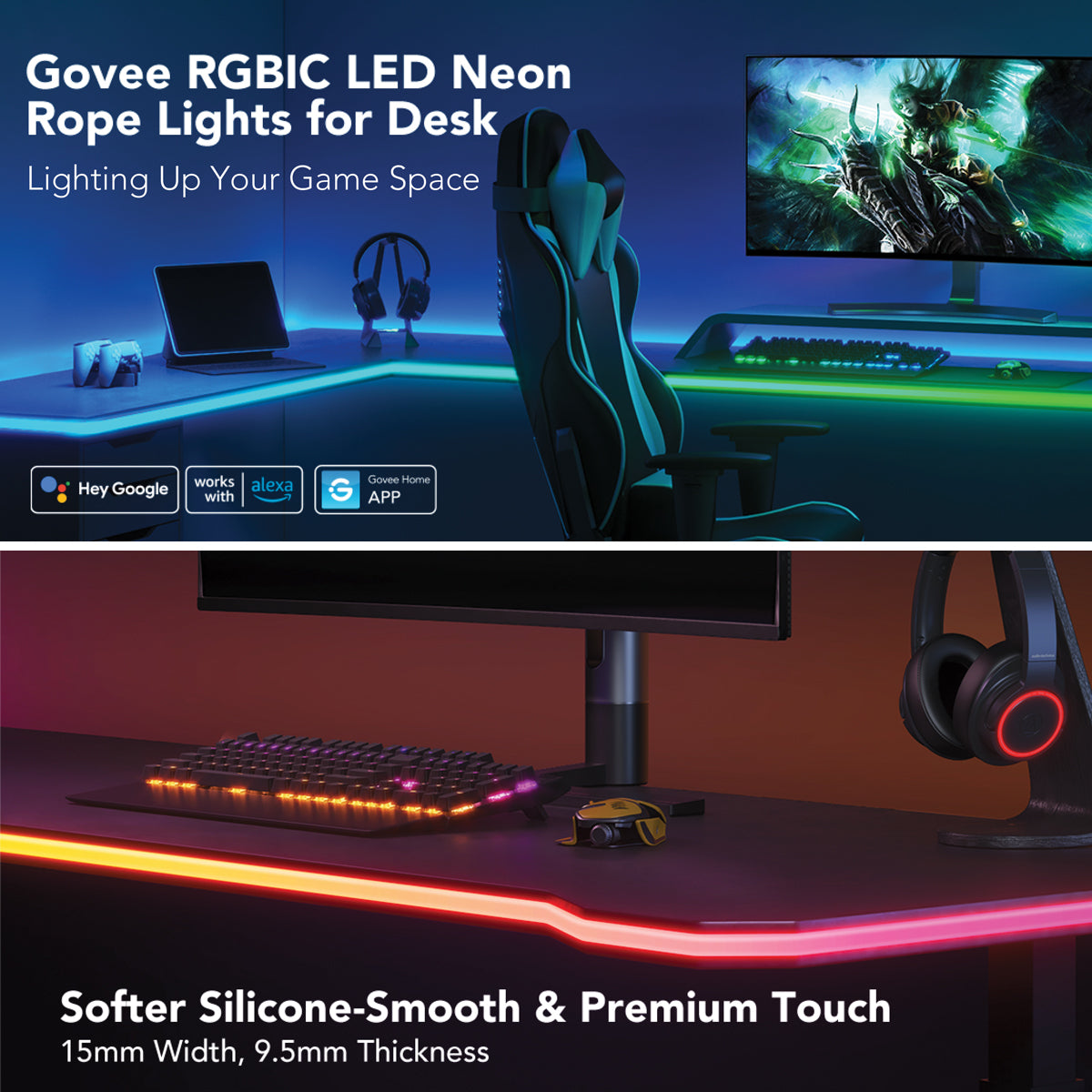 Govee Neon Gaming Table Light (3m)- Smart LED Light - UNBOXED DEAL