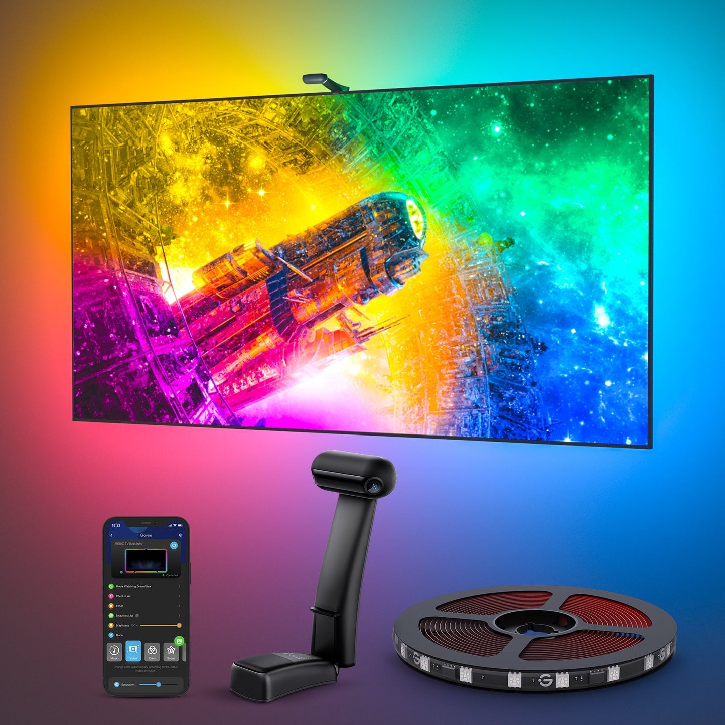 Govee DreamView T2 TV Backlight - Colour Sense Cam & LED Strip (55~65 / 75~85 inch) - UNBOXED DEAL