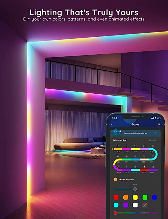 Govee RGBIC Basic Wi-Fi + Bluetooth LED Strip Lights - Smart Indoor Light - (5m / 10m) - UNBOXED DEAL