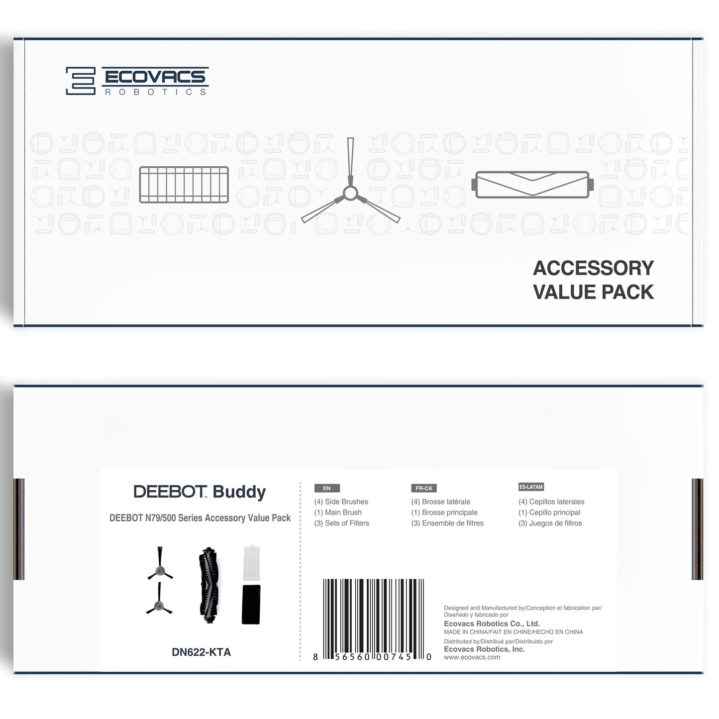 DEEBOT 500 Buddy Kit - 1 Main Brush, 4 Side Brush, 3 Filter/Sponge