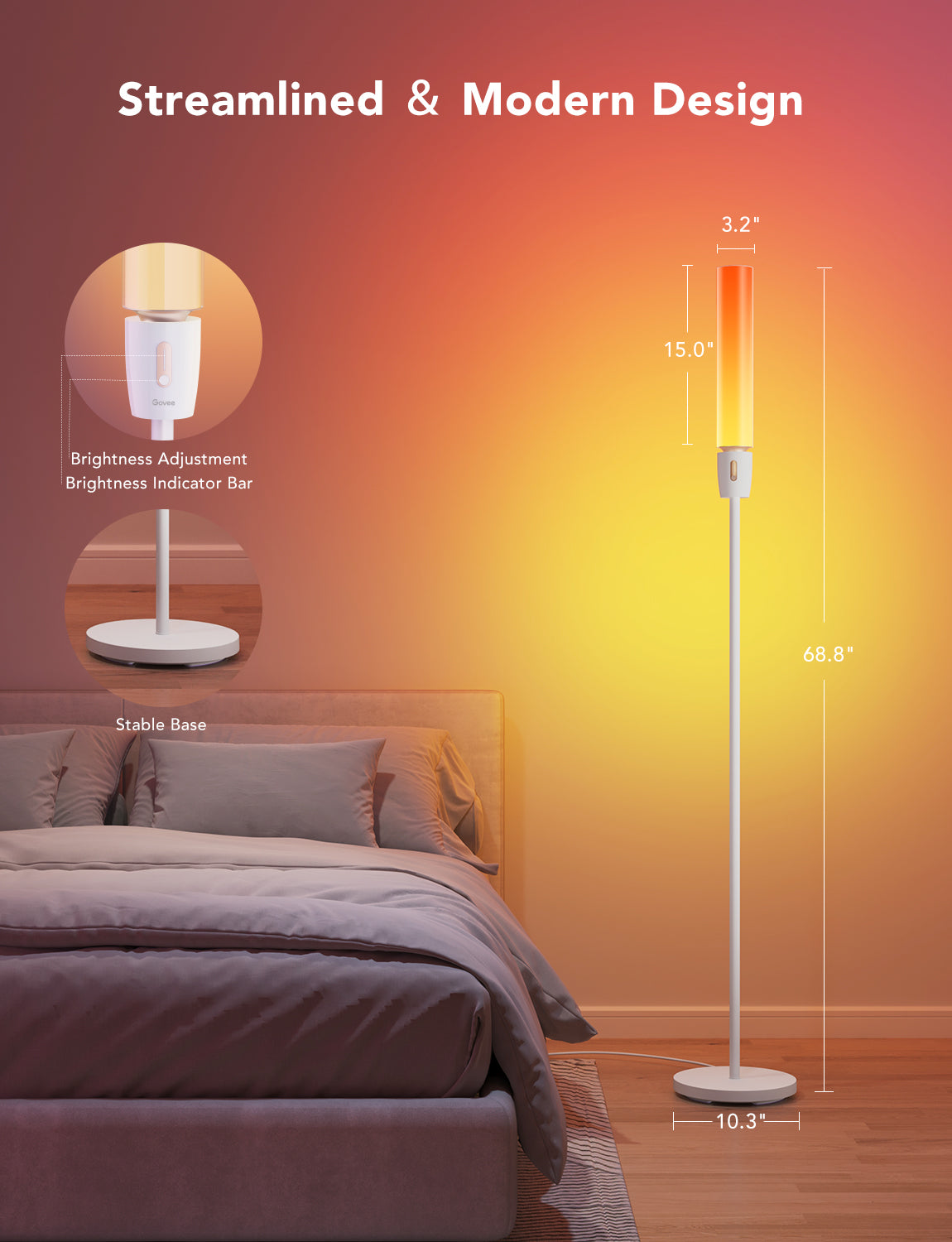 Govee RGBICWW Cylinder Floor Lamp - Smart Ambiance Room Decor Light - UNBOXED DEAL