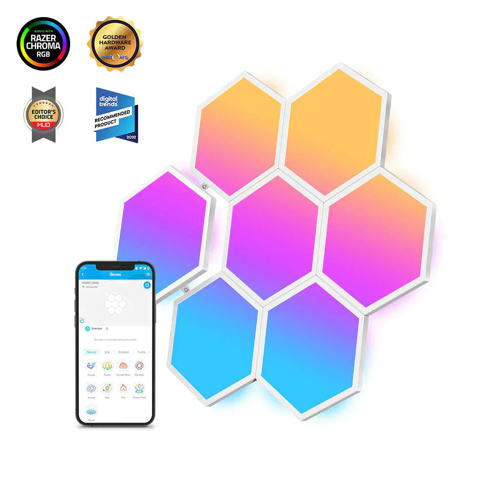 Govee Glide Hexa Light Panels (10PCS) - Smart RGBIC LED Panels for Gaming & Ambiance