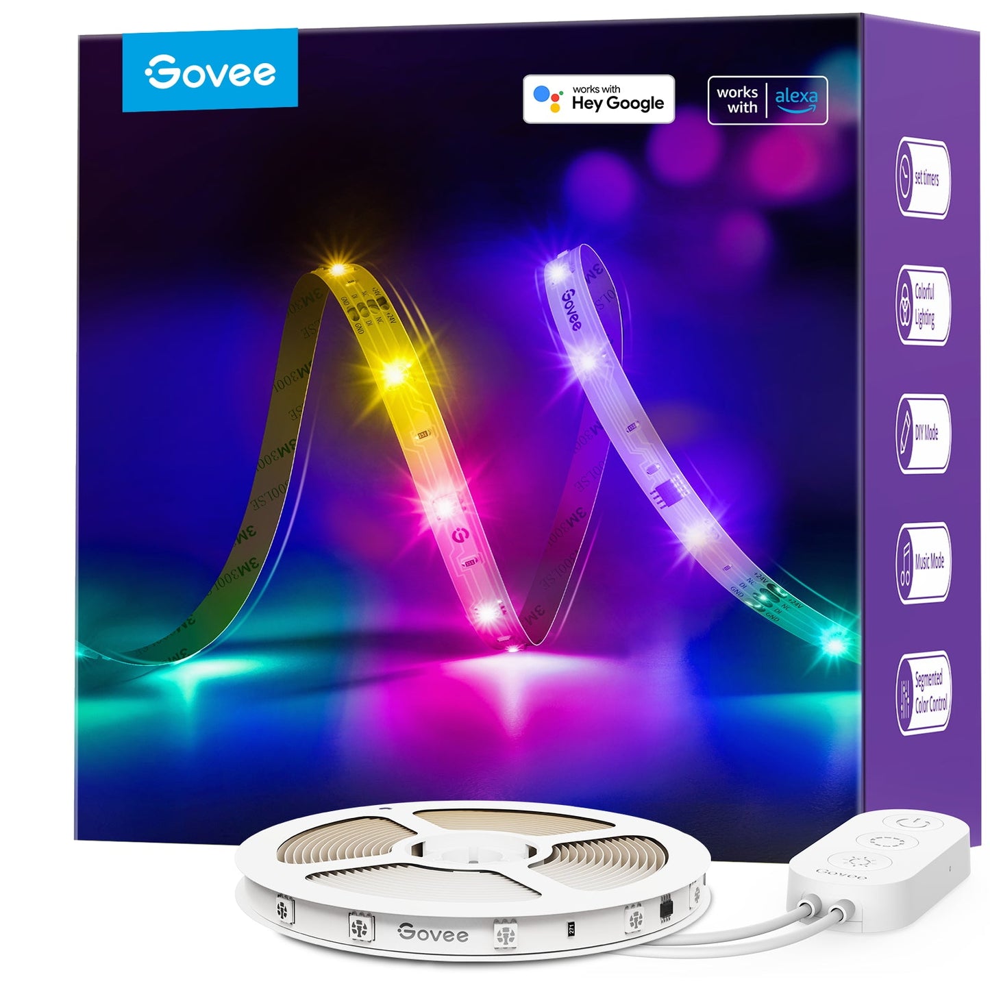 Govee RGBIC Basic Wi-Fi + Bluetooth LED Strip Lights - Smart Indoor Light - (5m / 10m) - UNBOXED DEAL