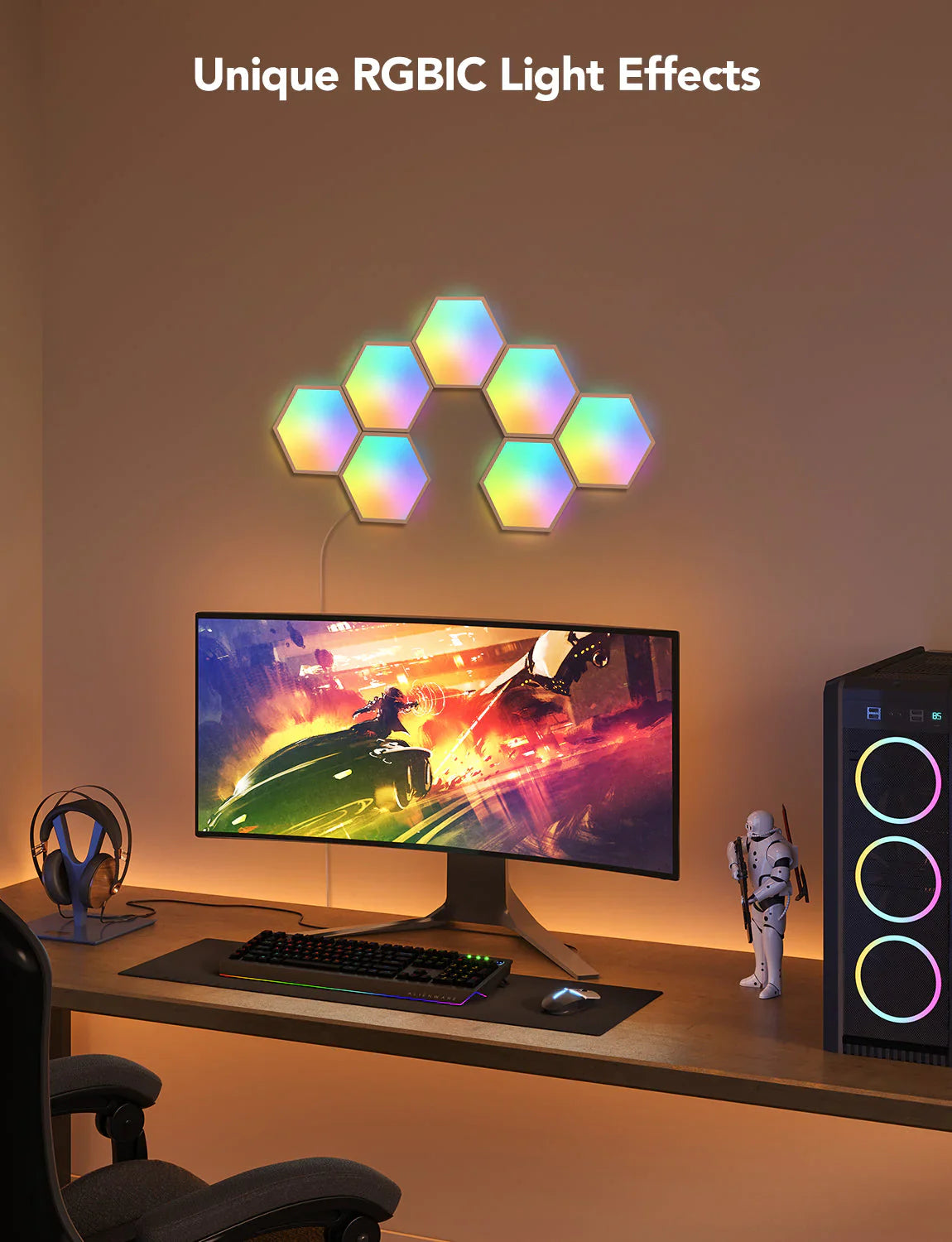 Govee Glide Hexa Light Panels (10PCS) - Smart RGBIC LED Panels for Gaming & Ambiance